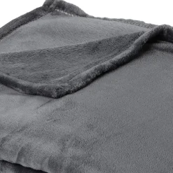 Couverture polaire microvelours 180x220 cm VELVET Gris Acier