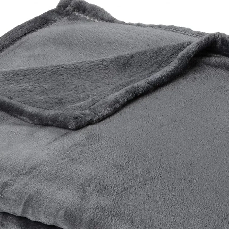 Couverture polaire microvelours 180x220 cm VELVET Gris Acier