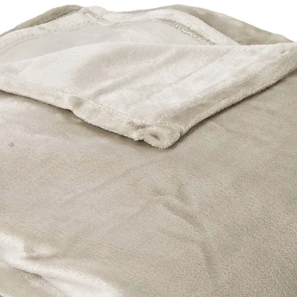 Couverture polaire microvelours 180x220 cm VELVET Gris Galet