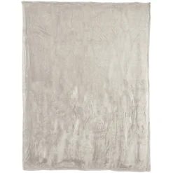 Couverture polaire microvelours 180x220 cm VELVET Gris Galet