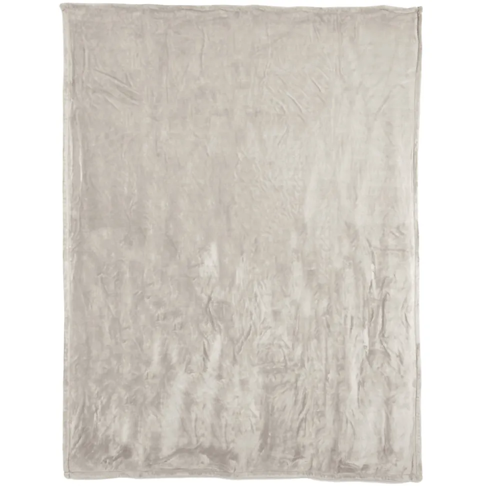 Couverture polaire microvelours 180x220 cm VELVET Gris Galet