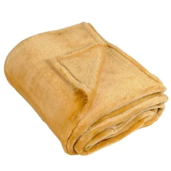 Couverture polaire unie "PILONGA" (220x240 cm - Jaune moutarde)