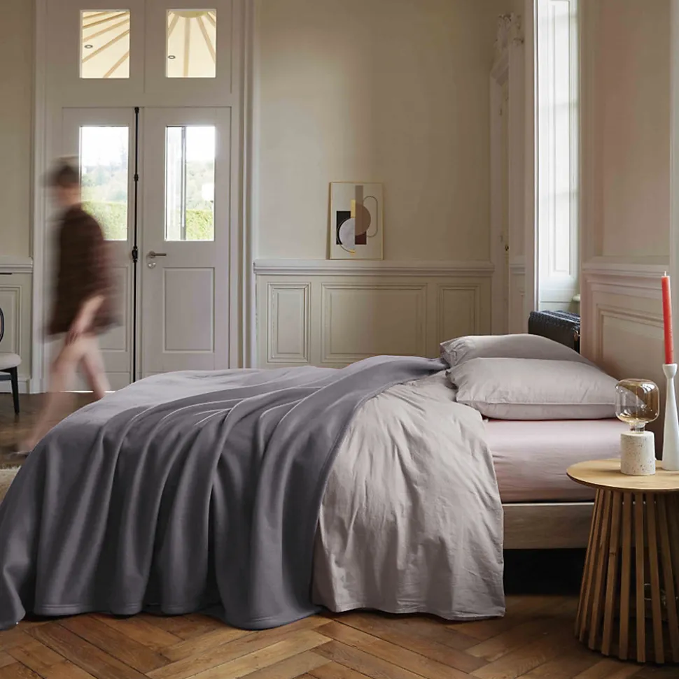 Couverture polaire 240x300 cm 100% Polyester 350g/m2 TEDDY Gris Acier