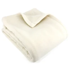 Couverture polaire 220x240 cm 100% Polyester 350g/m2 TEDDY Blanc Naturel