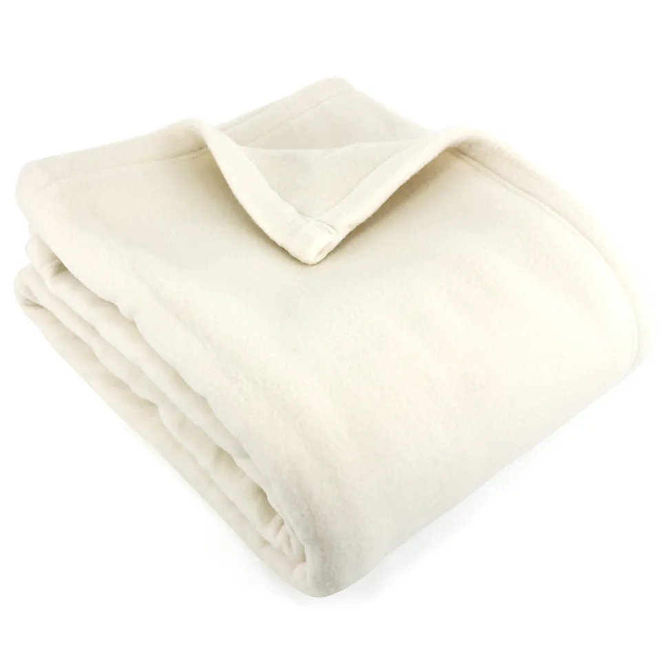 Couverture polaire 220x240 cm 100% Polyester 350g/m2 TEDDY Blanc Naturel