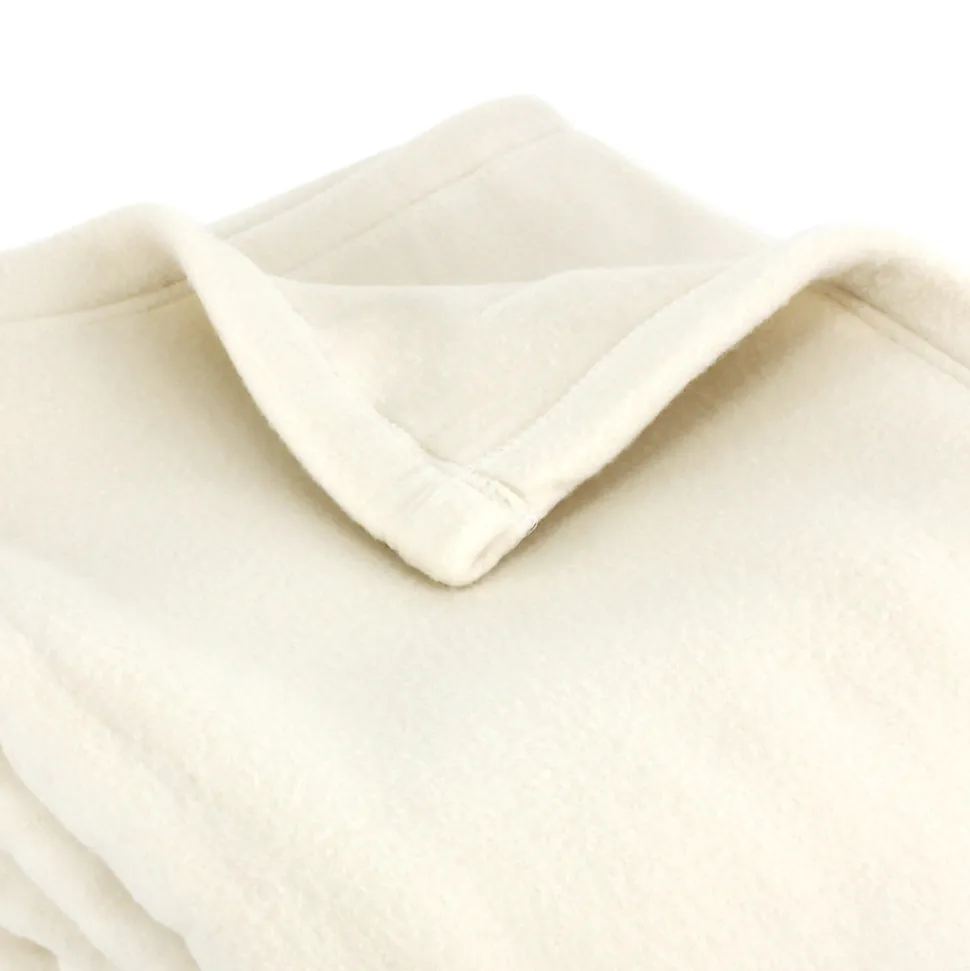 Couverture polaire 220x240 cm 100% Polyester 350g/m2 TEDDY Blanc Naturel