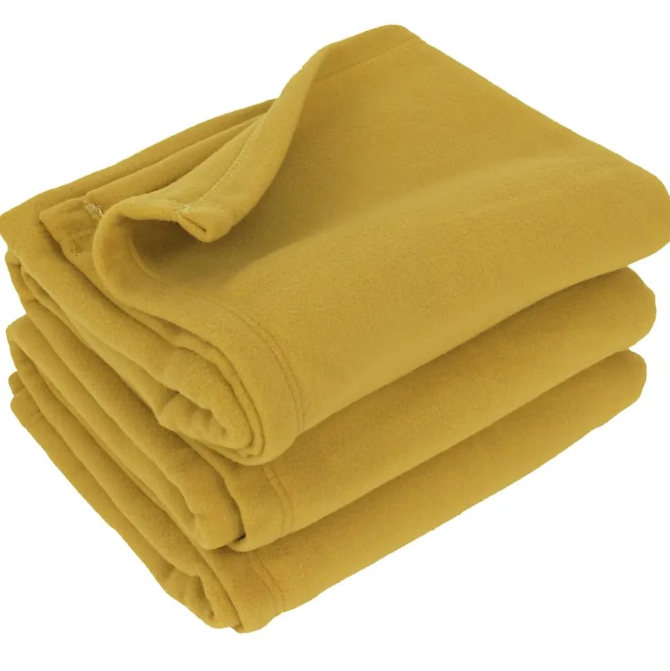 Couverture polaire 180x220 cm 100% Polyester 350g/m2 TEDDY Jaune Miel