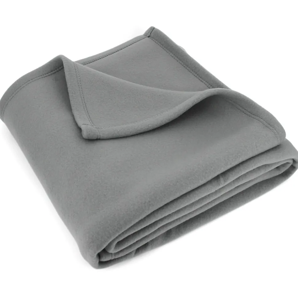 Couverture polaire 180x220 cm Isba gris Acier 100% Polyester 320g/m2 non-feu