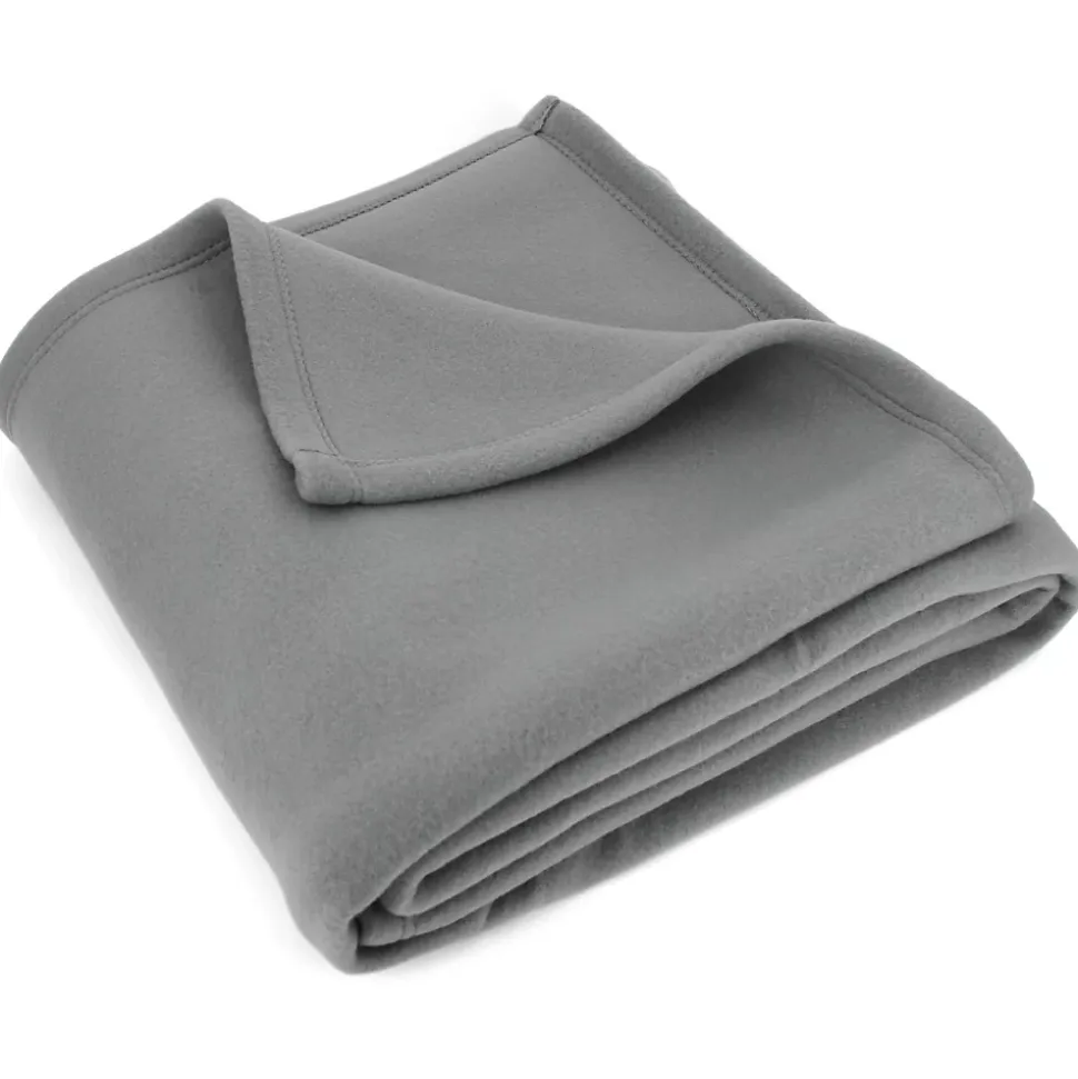 Couverture polaire 220x240 cm Isba gris Acier 100% Polyester 320g/m2 non-feu