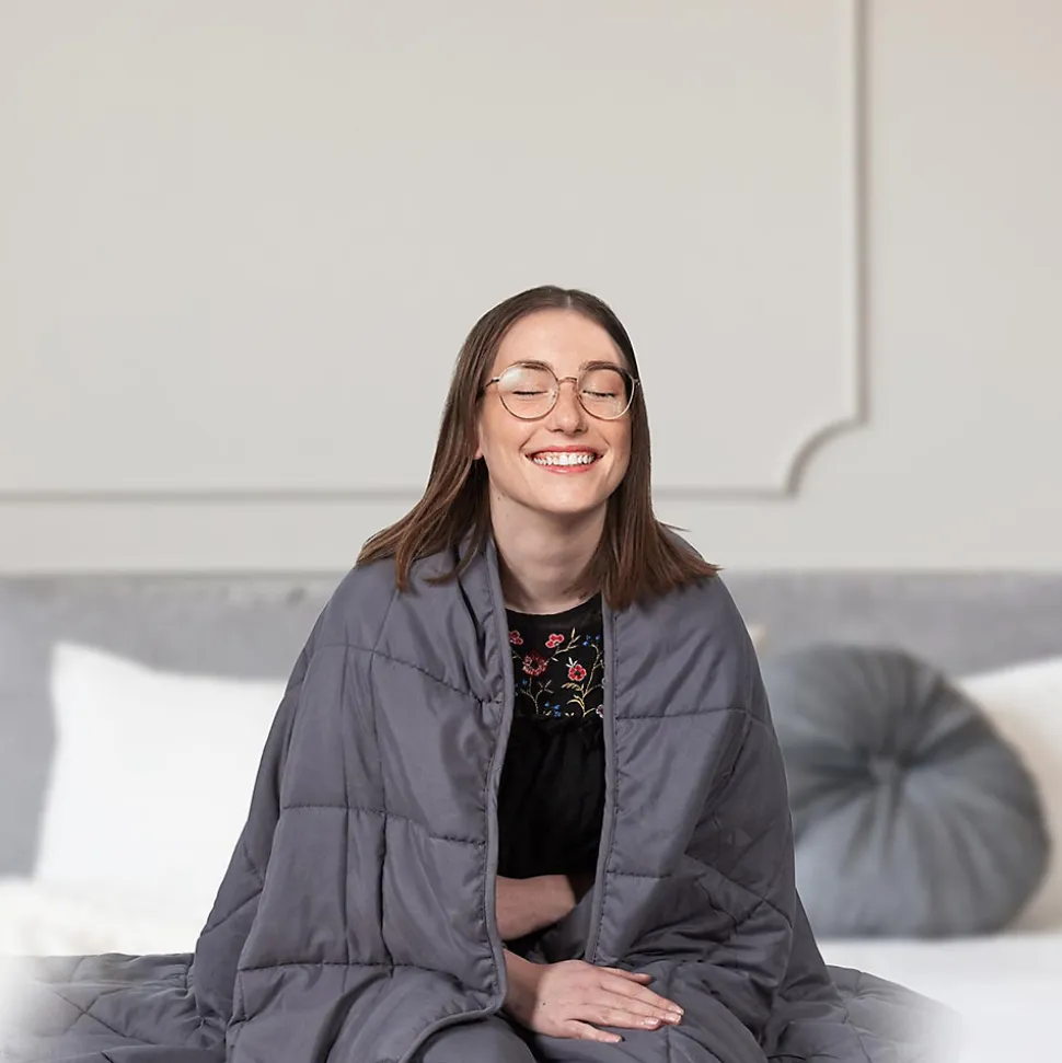 Couverture pondérée en polyester 7kg 150x200 cm LAVISH grise