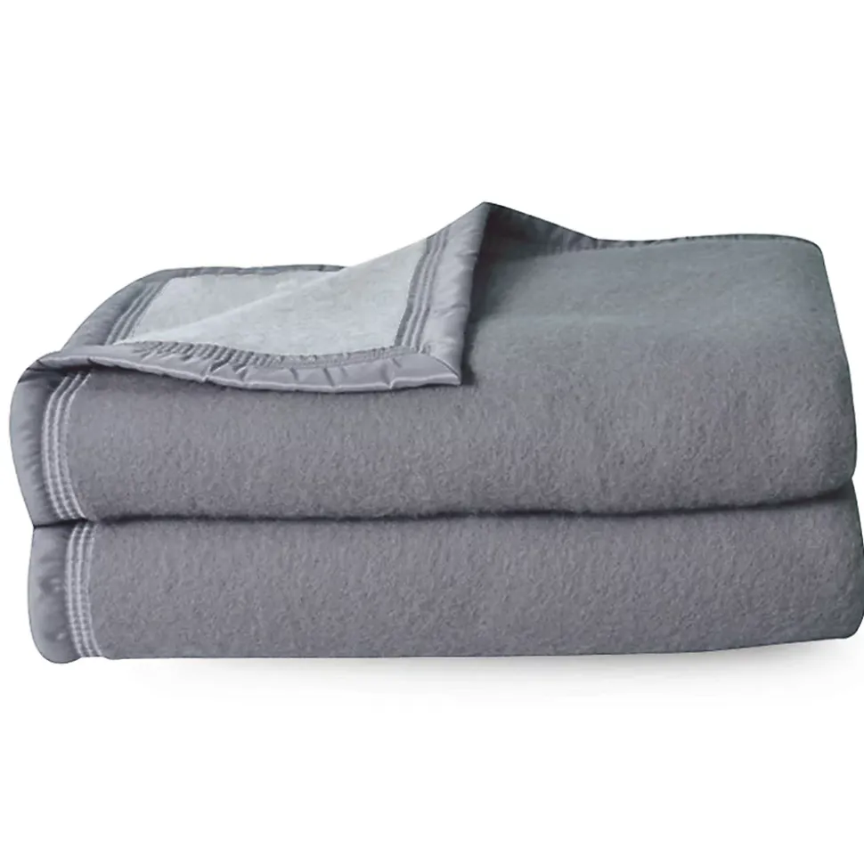 Couverture pure laine vierge Woolmark 500g/m² VOLTA 180x240 cm Gris Acier