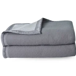 Couverture pure laine vierge Woolmark 500g/m² VOLTA 240x260 cm Gris Acier
