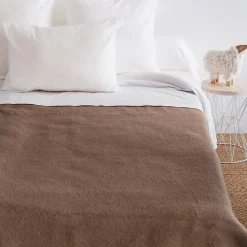 Couverture pure laine vierge Woolmark 500g/m² VOLTA 240x300 cm Marron Chamois