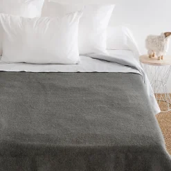 Couverture pure laine vierge Woolmark 500g/m² VOLTA 240x300 cm Gris Acier