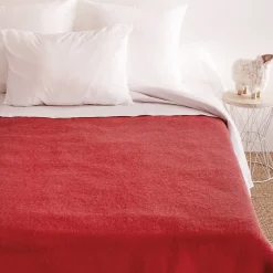 Couverture pure laine vierge Woolmark 500g/m² VOLTA 220x240 cm Rouge Bois de rose