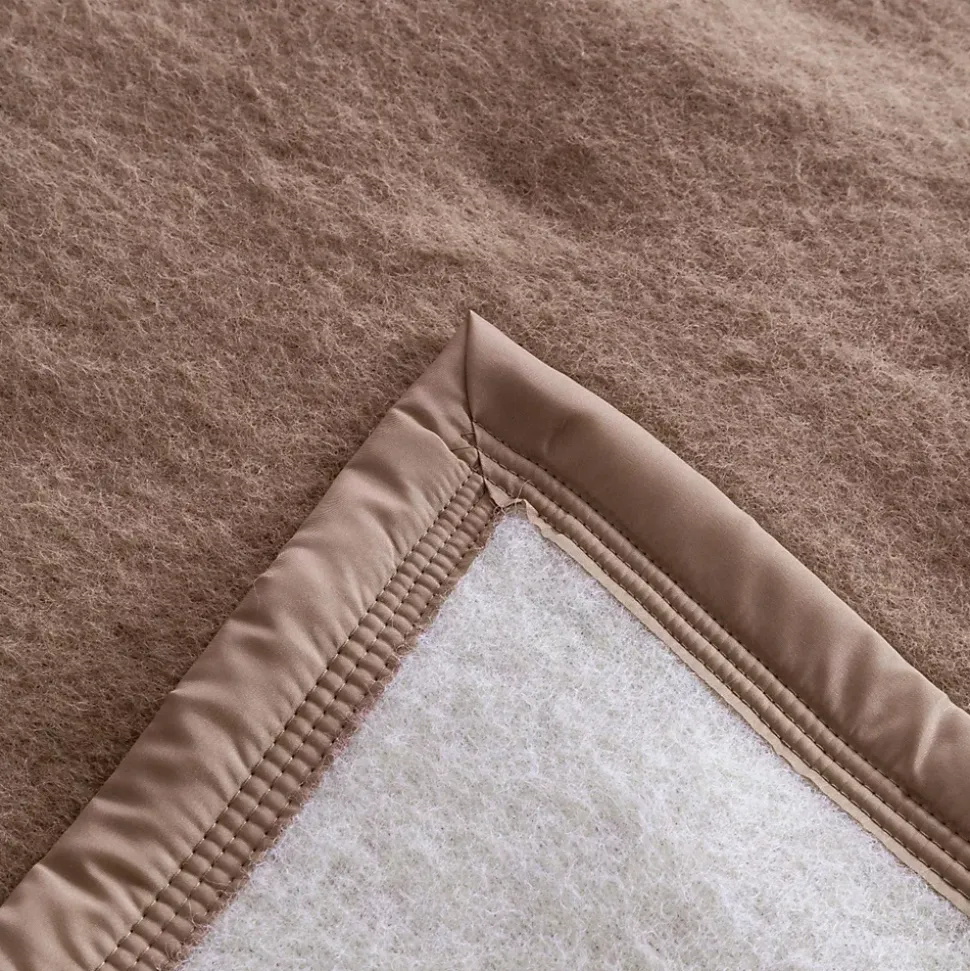 Couverture pure laine vierge Woolmark 500g/m² VOLTA 180x240 cm Marron Chamois