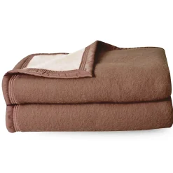 Couverture pure laine vierge Woolmark 500g/m² VOLTA 180x240 cm Marron Chamois