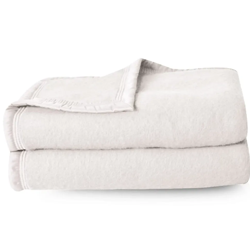 Couverture pure laine vierge Woolmark 500g/m² VOLTA 180x240 cm Blanc Naturel