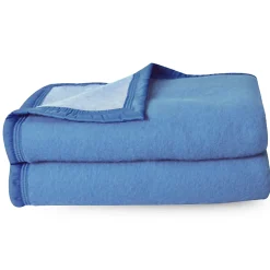 Couverture pure laine vierge Woolmark 500g/m² VOLTA 240x260 cm Bleu Azur