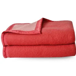 Couverture pure laine vierge Woolmark 500g/m² VOLTA 240x260 cm Rouge Bois de rose