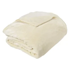 Couverture Unie en Micro Velours (240x220 cm - Ivoire)