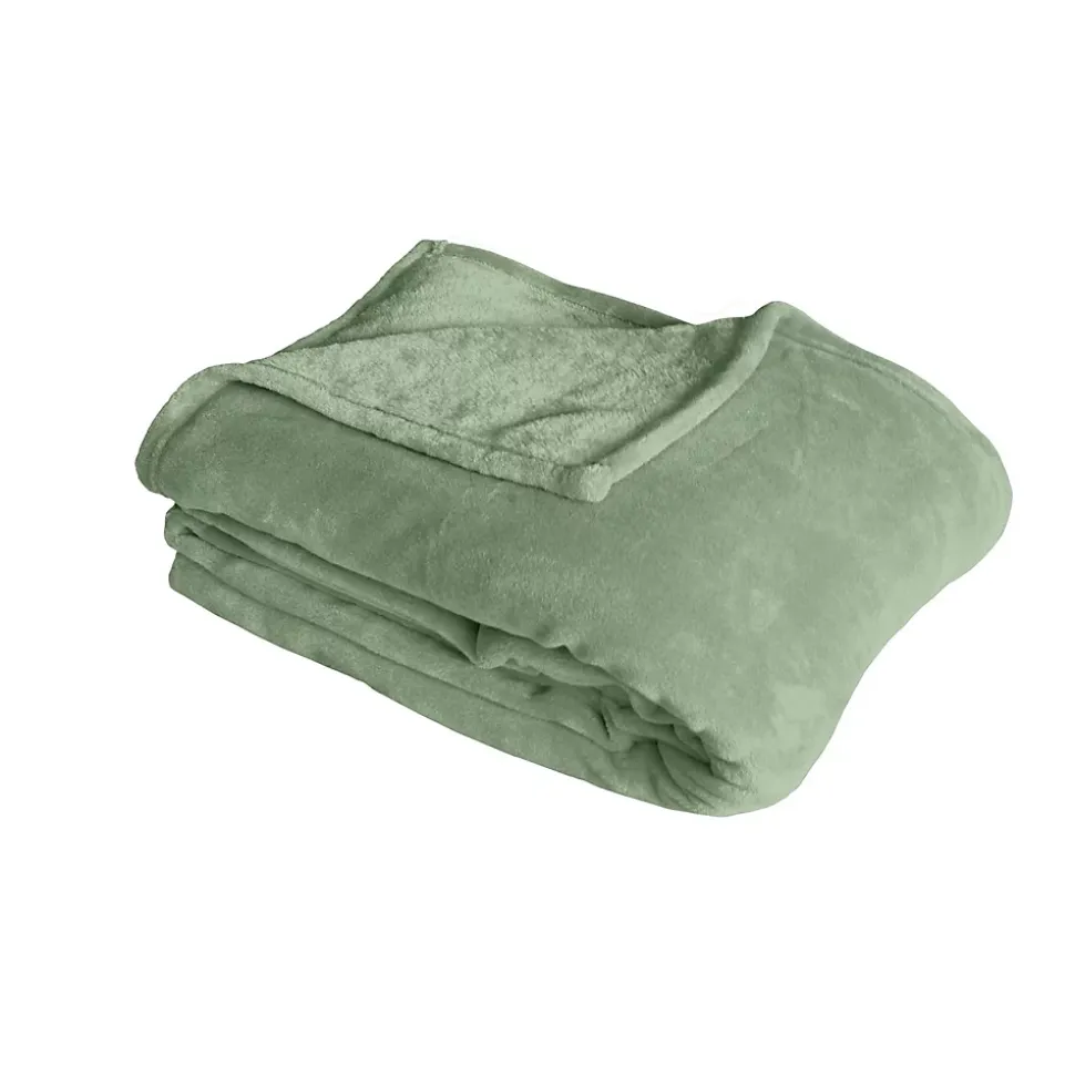 Couverture unie en molleton (180x220 cm - Vert clair)