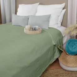 Couverture unie en molleton (180x220 cm - Vert clair)