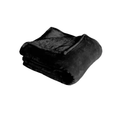 Couverture unie en molleton (180x220 cm - Noir)