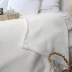 Couverture unie en molleton (180x220 cm - Ecru)