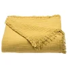 Couvre lit à franges "Brehat" Gaze de Coton stonewashed Toison d'or - Brehat Miel - 270 x 250 cm