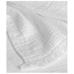 Couvre lit à franges "Brehat" Gaze de Coton stonewashed Toison d'or - Brehat Blanc - 270 x 250 cm