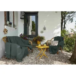 Couvre lit à franges nid d'abeille 