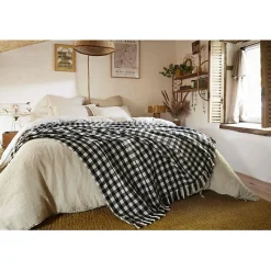 Couvre lit à franges tissé teint 