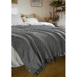 Couvre lit à franges tissé teint "Gaspard" 240 x 260 cm