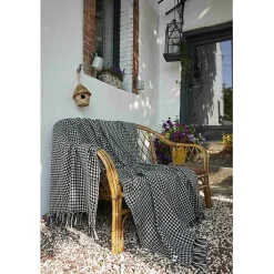 Couvre lit à franges tissé teint 