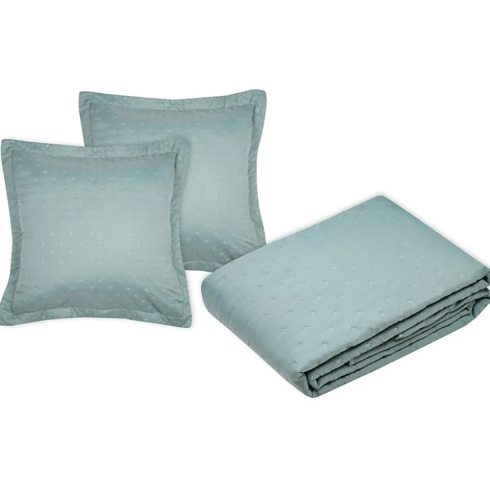 Couvre lit boutis réversible 240x220 avec 2 taies coloris vert