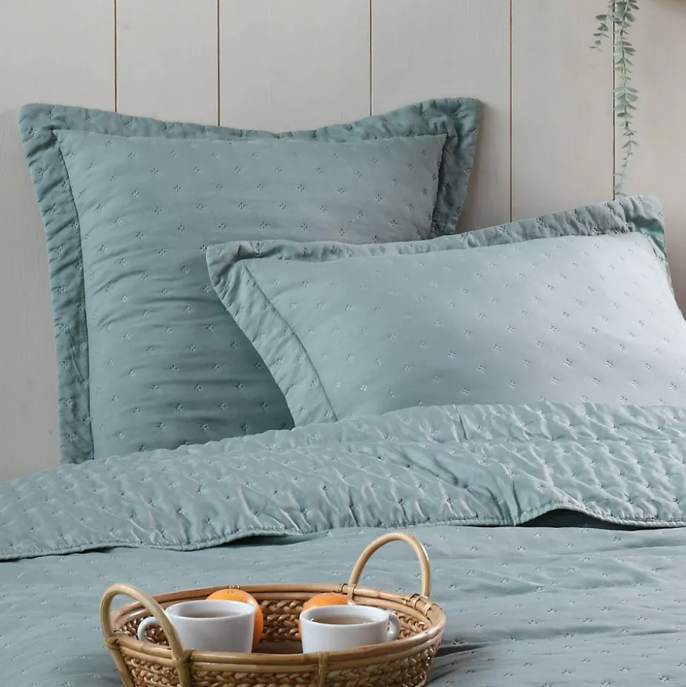 Couvre lit boutis réversible 240x220 avec 2 taies coloris vert