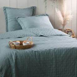 Couvre lit boutis réversible 240x220 avec 2 taies coloris vert