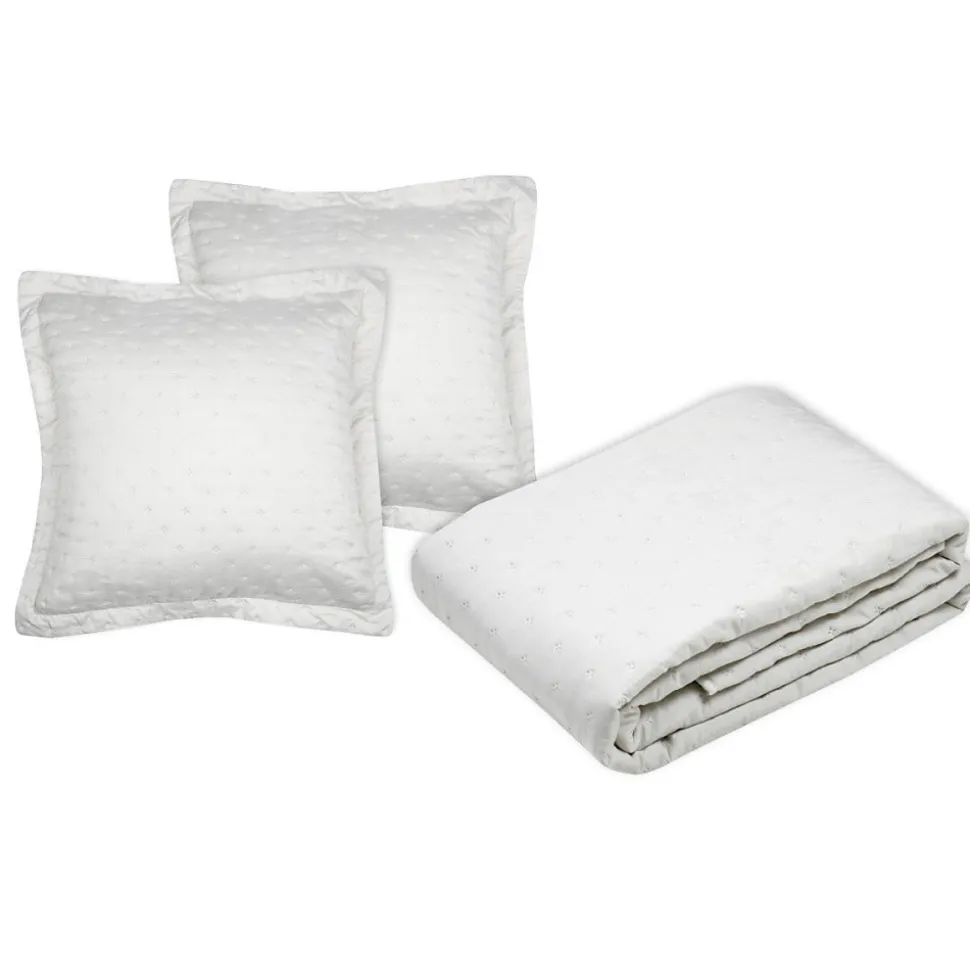 Couvre lit boutis réversible 240x220 avec 2 taies coloris naturel