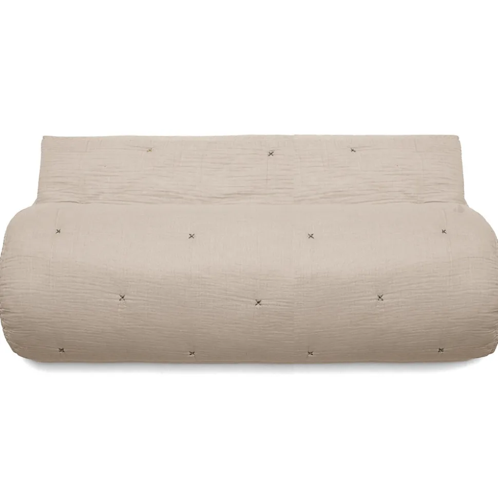 Couvre lit capitonné en mousseline de coton 180x240 cm ANDROS beige ficelle