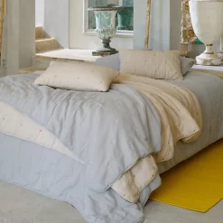 Couvre lit capitonné en mousseline de coton 260x240 cm ANDROS beige ficelle