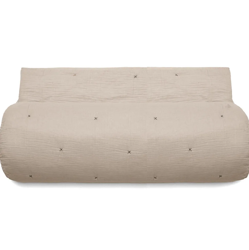 Couvre lit capitonné en mousseline de coton 260x240 cm ANDROS beige ficelle