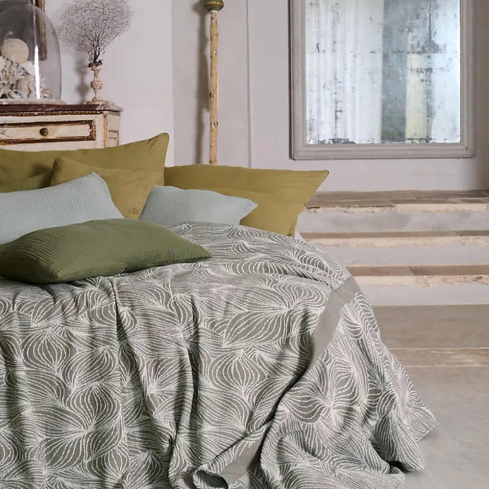 Couvre lit collection EMI pur coton 500 g/m² 260x240 cm gris sésame