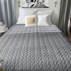 Couvre lit en microfibre dessin par ultrason (240x220 cm - Gris clair)