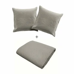 Couvre lit 2p mat.+2 hc 60x60 220 x 240 cm microfibre unie romane Gris