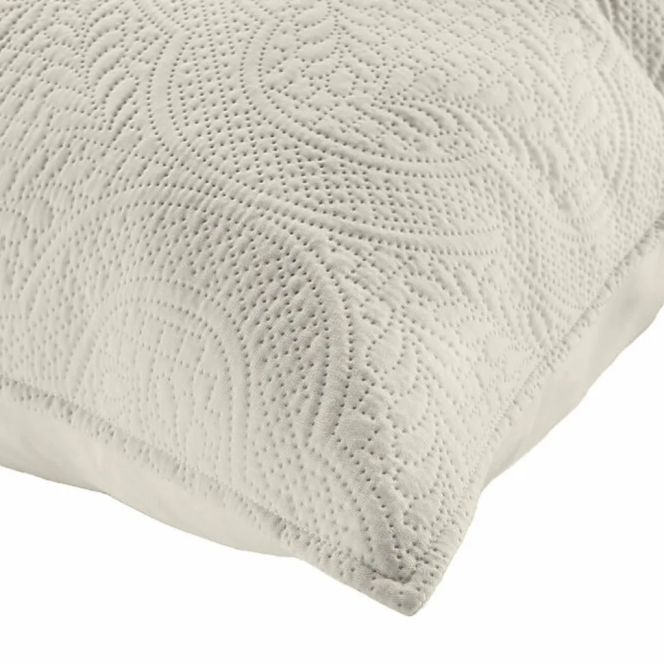 Couvre lit 2p mat.+2 hc 60x60 220 x 240 cm microfibre unie romane Naturel