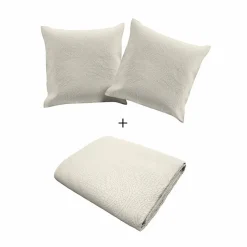 Couvre lit 2p mat.+2 hc 60x60 220 x 240 cm microfibre unie romane Naturel