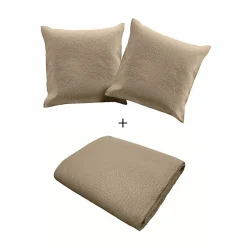 Couvre lit 2p mat.+2 hc 60x60 220 x 240 cm microfibre unie romane Lin