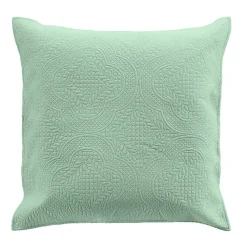 Couvre lit 2p mat.+2 hc 60x60 220 x 240 cm microfibre unie romane Sauge