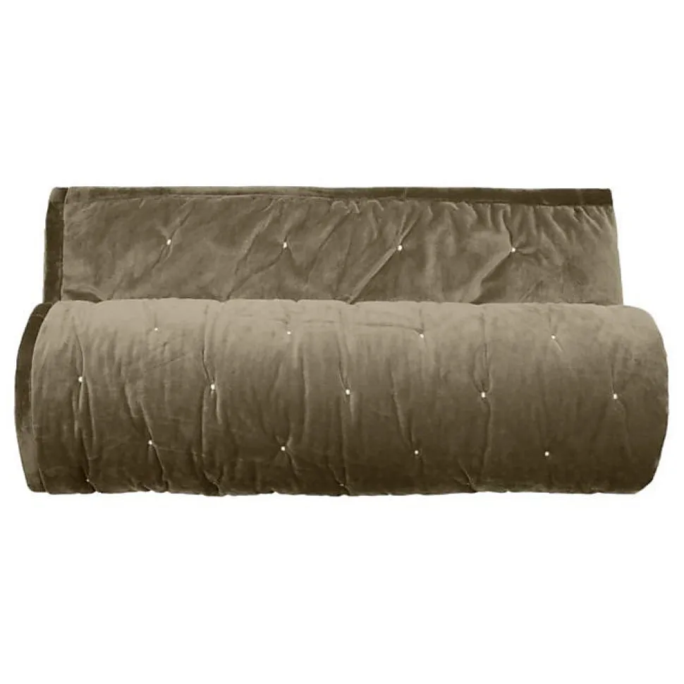 Couvre lit velours matelassé surpiqué "Gipsy" toutes dimensions Vent du sud - Gipsy Olive - 220 x 240 cm pour lit 2 places